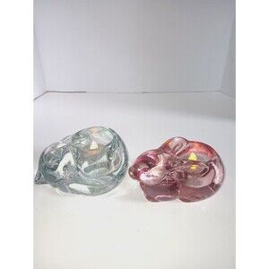 Glass Bunny & Sleeping Cat Votive Candle Holders